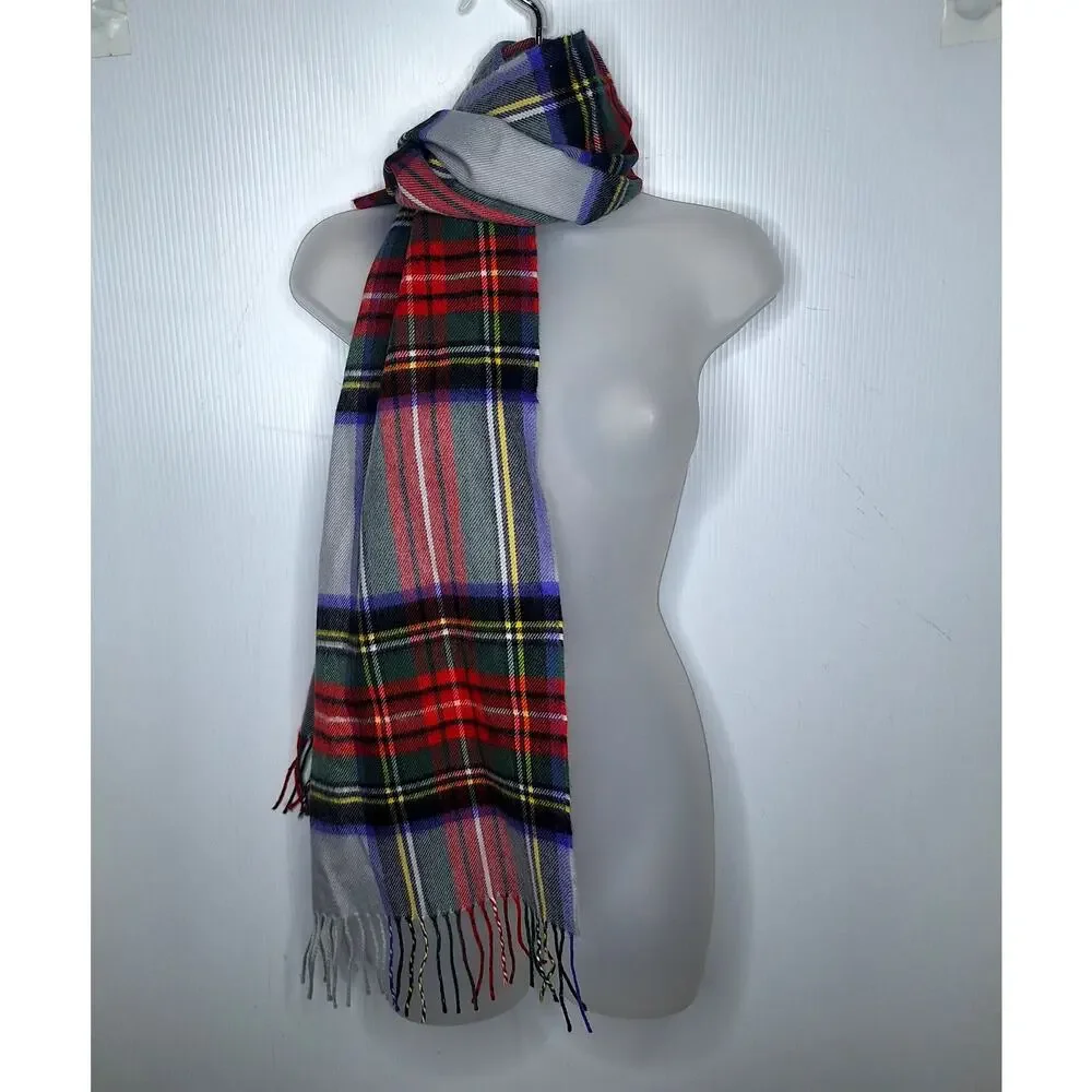 Made in Scotland 100% Cashmere Scarf Fringe Plaid Tartan 66